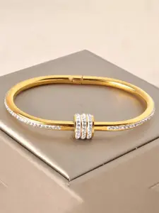 MEENAZ American Diamond Gold-Plated Kada Bracelet
