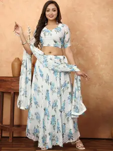 N N ENTERPRISE Floral Printed Semi-Stitched Lehenga & Unstitched Blouse With Dupatta