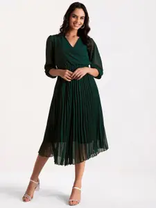 FLOWERVELLY Striped Fit and Flare Dresses