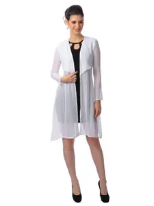 Cation White Long Sleeves Longline Shrug