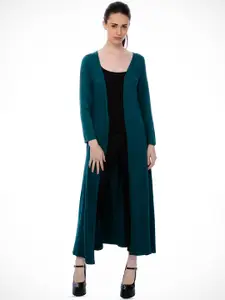 Cation Teal Long Sleeves Cotton Longline Shrug