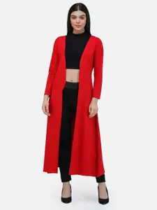 Cation Red Longline Cotton Open Front Shrug