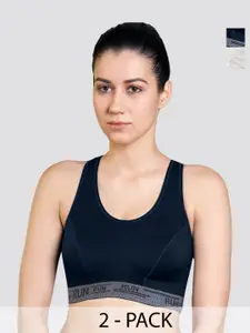 K LINGERIE Pack Of 2 Workout Bra Full Coverage Non Padded Non-Wired