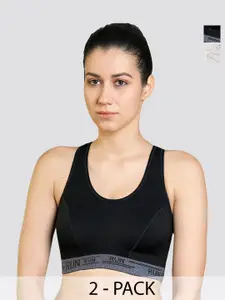 K LINGERIE Pack Of 2 Full Coverage Non Padded Dry Fit Workout Bra With All Day Comfort