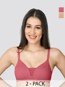 K LINGERIE Pack Of 2 Medium Coverage Lightly Padded T-shirt Bras With All Day Comfort