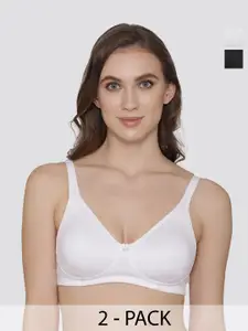 K LINGERIE Pack of 2 Double Layered Non Padded Cups Everyday Bras With All Day Comfort