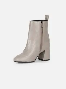 FOREVER 21 Women Textured Block-Heeled Regular Boots