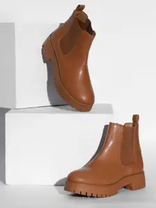 FOREVER 21 Women Mid-Top Block Heeled Chelsea Boots