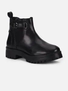 FOREVER 21 Women Buckle Detailed Block Heeled Chelsea Boots