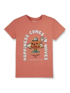 Gini and Jony Boys Typography Printed Cotton T-shirt