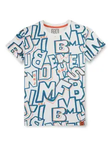 Gini and Jony Boys Typography Printed Cotton T-shirt