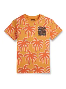 Gini and Jony Boys Floral Printed Cotton T-shirt