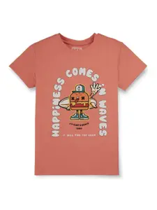 Gini and Jony Boys Typography Printed Cotton T-shirt