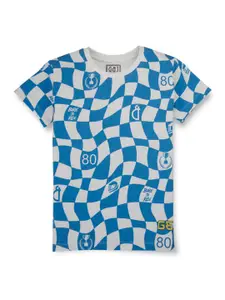 Gini and Jony Boys Checked Cotton T-shirt
