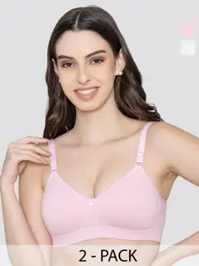 K LINGERIE Pack of 2 Medium Coverage Lightly Padded T-shirt Bra With All Day Comfort