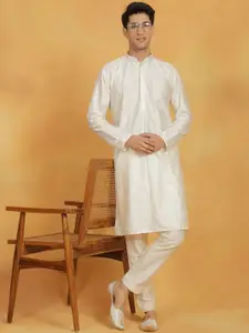 VASTRAMAY Geometric Embroidered Sequinned Straight Kurta With Pyjamas