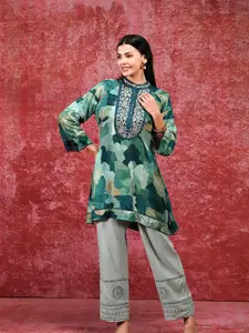 Lakshita Printed Mandarin Collar Straight Kurti