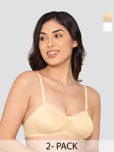 K LINGERIE Pack Of 2 Half Coverage Non Padded Balconette Bra With All Day Comfort
