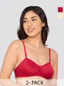 K LINGERIE Roxy Pack of 2 Non Padded Demi Cup Balconette Bra With All Day Comfort