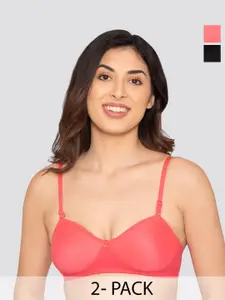 K LINGERIE Pack Of 2 Half Coverage Non Padded Everyday Bras With All Day Comfort