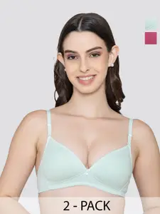 K LINGERIE Pack Of 2 Half Coverage Lightly Padded Everyday Bras With All Day Comfort