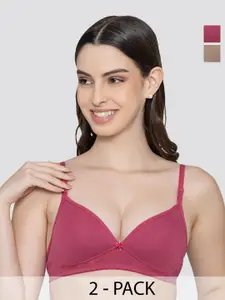 K LINGERIE Pack Of 2 Half Coverage Lightly Padded Everyday Bra With All Day Comfort