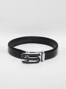 Mast & Harbour Men Black Textured Synthetic Leather Casual Belt