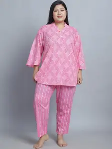 TAG 7 Plus Size Ethnic Motifs Printed Pure Cotton Night Suit