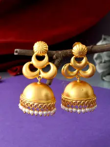 Silvermerc Designs Gold-Plated Beads Beaded Dome Shaped Jhumkas