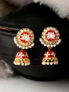 Silvermerc Designs Gold-Plated Beads Beaded Dome Shaped Jhumkas