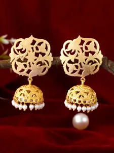 Silvermerc Designs Gold-Plated Floral Jhumkas