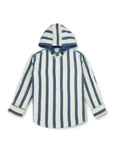 Gini and Jony Boys Vertical Striped Hooded Cotton Casual Shirt