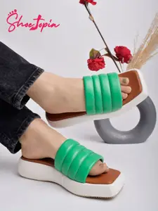 Shoetopia Textured Open Toe Comfort Heels