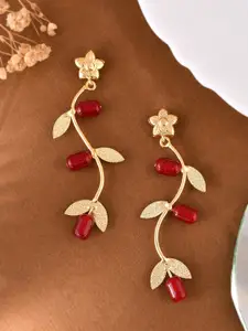 Silvermerc Designs Gold-Plated Leaf Shaped Drop Earrings