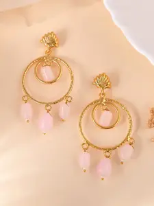 Silvermerc Designs Gold-Plated Artificial Beads Circular Drop Earrings