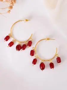 Silvermerc Designs  Gold-Plated Artificial Beads Beaded Circular Drop Earrings