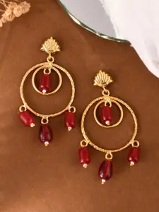 Silvermerc Designs Circular Gold Plated Artificial Beads Beaded Drop Earrings