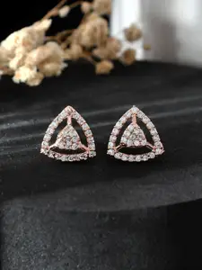 Silvermerc Designs Silver-Plated American Diamond Shaped Studs Earrings