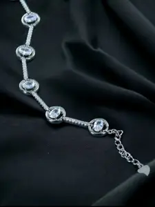 Taraash 925 Sterling Silver Cubic Zirconia Studded Wraparound Bracelet