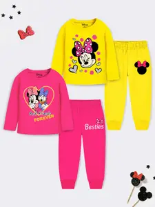 YK Disney Girls Pack of 2 Mickey & Friends Printed T-shirt With Pyjamas