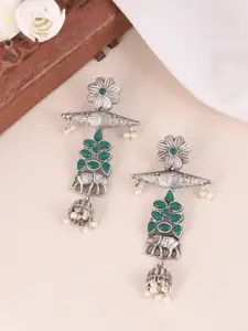 DASTOOR Gold Plated Contemporary Oxidised Drop Earrings