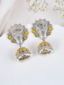 DASTOOR Silver-Plated Animal Shaped Jhumkas Earrings