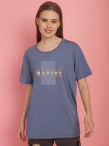 MACK JONNEY Women Typography Printed Cotton T-shirt