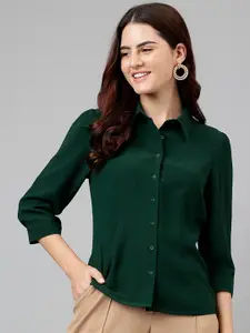 Latin Quarters Cuffed Sleeves Shirt Style Top