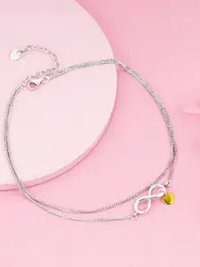 GIVA 925 Sterling Silver Rhodium-Plated Forever Heart Anklets