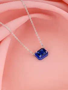 GIVA 925 Sterling Silver Rhodium-Plated Artificial Stones-Studded Necklace