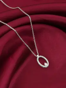 GIVA 925 Sterling Silver Rhodium-Plated Contemporary Pendant with Chain