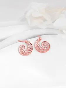 GIVA 925 Sterling Silver Rose Gold-Plated Zircon Studded Contemporary Studs Earrings