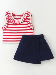 CrayonFlakes Girls Striped Top with Shorts