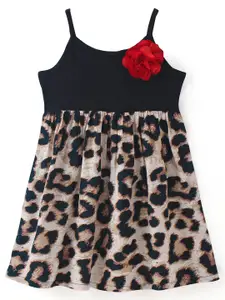 CrayonFlakes Girls Abstract Printed Round Neck Cotton Fit & Flare Dress